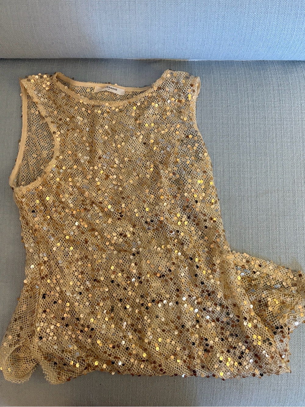 Gold Sequin Sleeveless Top